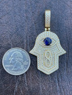 Real 925 Sterling Silver Evil Eye Hamsa Hand Pendant Iced Diamond Necklace Gold 25 Real 925 Sterling Silver Evil Eye Hamsa Hand Pendant Iced Diamond Necklace Gold -Harlem Bling Shop real 925 sterling silver evil eye hamsa hand pendant iced diamond necklace gold 85632.1665669476