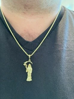 Real 925 Sterling Silver Gold Santa Muerte Grim Reaper Death Pendant Necklace 21 Real 925 Sterling Silver Gold Santa Muerte Grim Reaper Death Pendant Necklace -Harlem Bling Shop real 925 sterling silver gold santa muerte grim reaper death pendant necklace 27976.1664372136