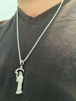 Real 925 Sterling Silver Gold Santa Muerte Grim Reaper Death Pendant Necklace 33 Real 925 Sterling Silver Gold Santa Muerte Grim Reaper Death Pendant Necklace -Harlem Bling Shop real 925 sterling silver gold santa muerte grim reaper death pendant necklace 65536.1664380689