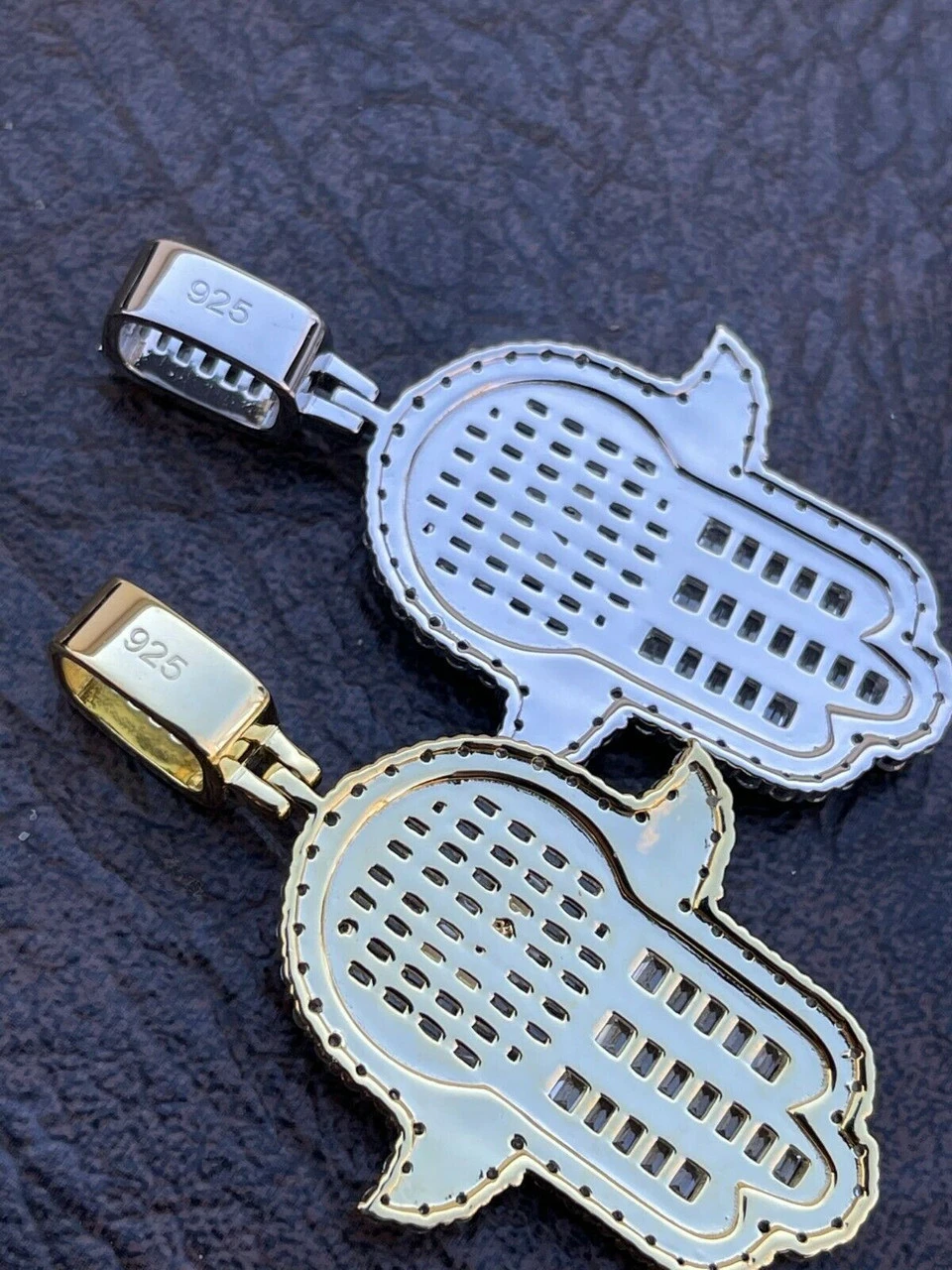 Real 925 Sterling Silver Hip Hop Iced Hand Of Fatima W. Islamic Allah Sign Gold 13 Real 925 Sterling Silver Hip Hop Iced Hand Of Fatima W. Islamic Allah Sign Gold - Image 11