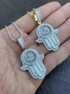 Real 925 Sterling Silver Hip Hop Iced Hand Of Fatima W. Islamic Allah Sign Gold 17 Real 925 Sterling Silver Hip Hop Iced Hand Of Fatima W. Islamic Allah Sign Gold -Harlem Bling Shop real 925 sterling silver hip hop iced hand of fatima w islamic allah sign gold 66234.1664374931