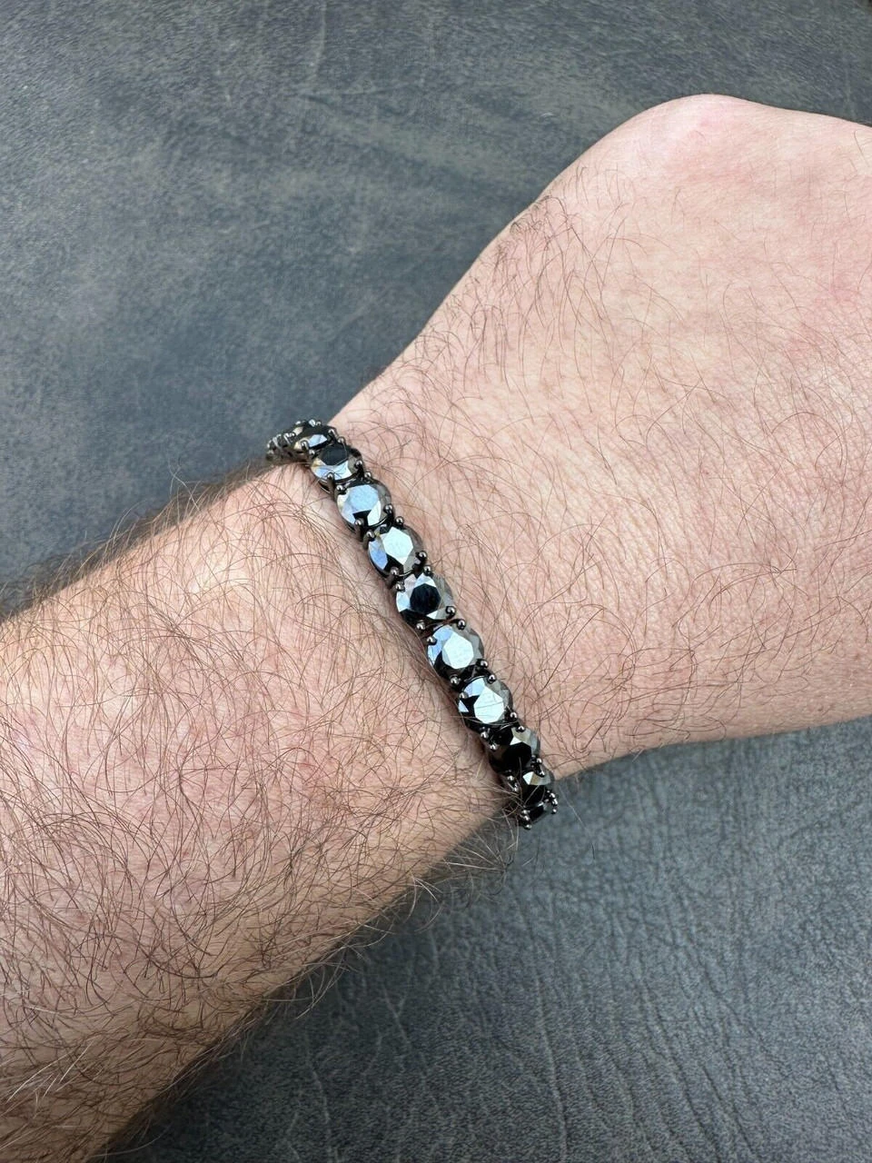 Real Black MOISSANITE 7mm Tennis Bracelet Oxidized Black Rhodium Over 925 Silver 15 Real Black MOISSANITE 7mm Tennis Bracelet Oxidized Black Rhodium Over 925 Silver - Image 13