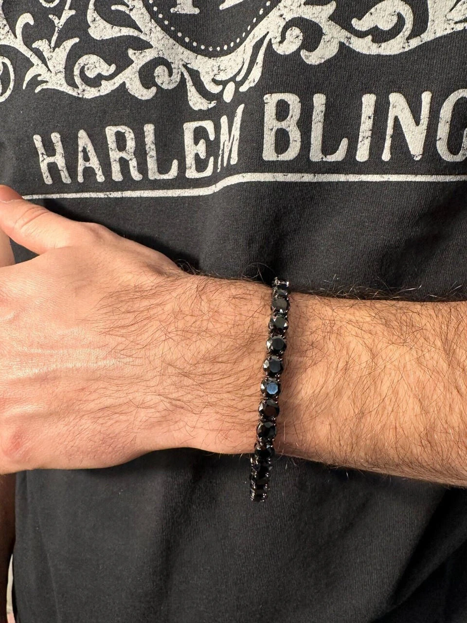 Real Black MOISSANITE 7mm Tennis Bracelet Oxidized Black Rhodium Over 925 Silver 6 Real Black MOISSANITE 7mm Tennis Bracelet Oxidized Black Rhodium Over 925 Silver - Image 4