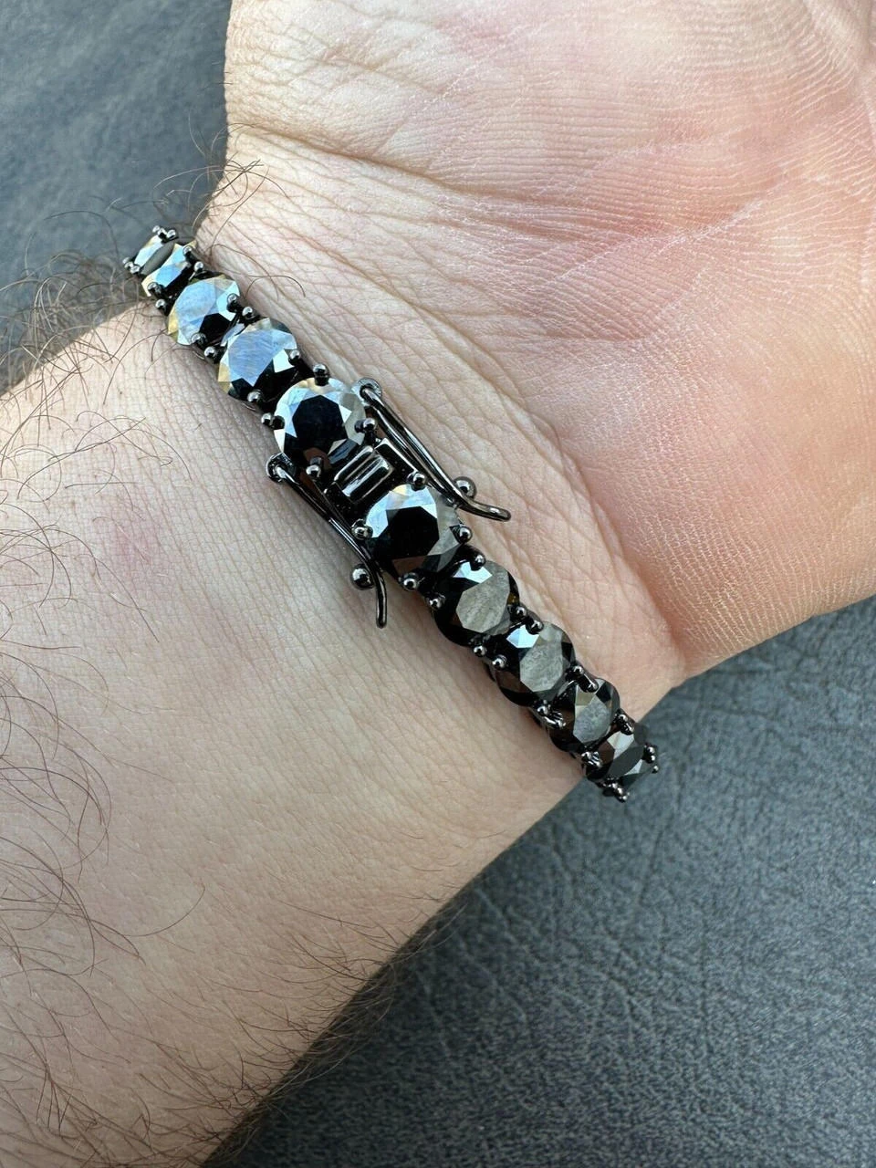Real Black MOISSANITE 7mm Tennis Bracelet Oxidized Black Rhodium Over 925 Silver 13 Real Black MOISSANITE 7mm Tennis Bracelet Oxidized Black Rhodium Over 925 Silver - Image 11