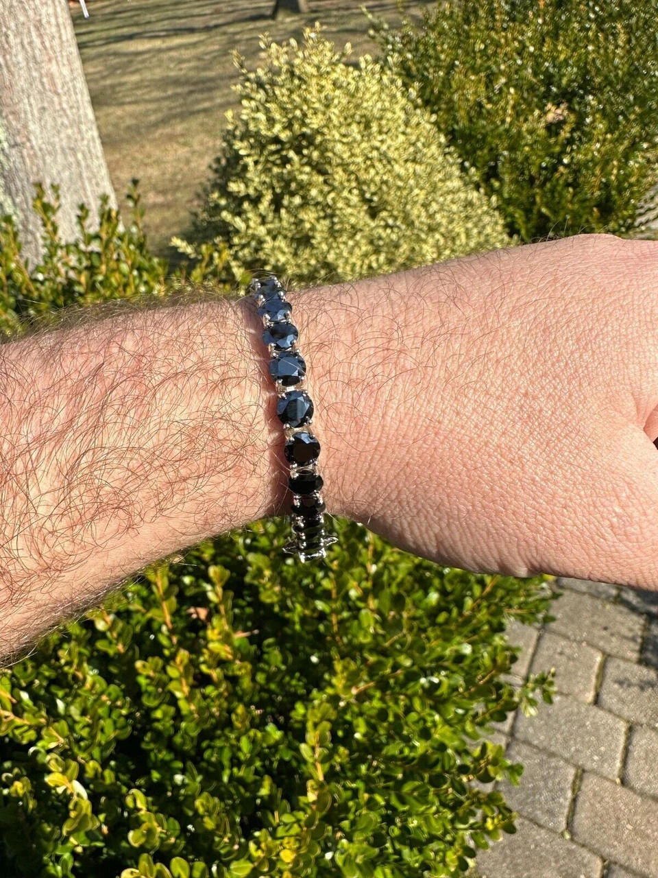 Real Black MOISSANITE Thick 7mm Tennis Bracelet 925 Silver Pass Diamond Tester 12 Real Black MOISSANITE Thick 7mm Tennis Bracelet 925 Silver Pass Diamond Tester - Image 10