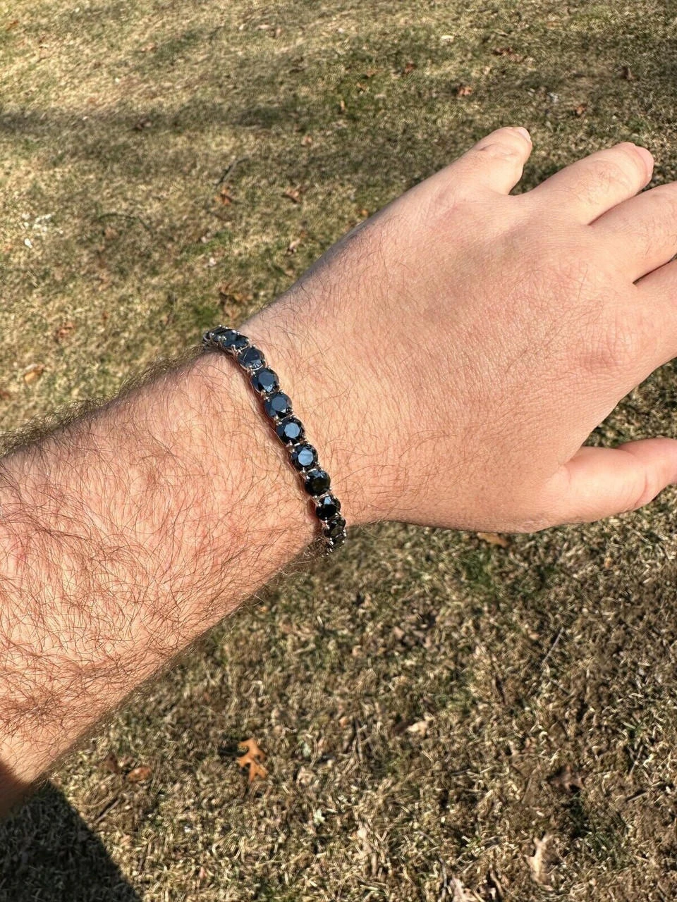 Real Black MOISSANITE Thick 7mm Tennis Bracelet 925 Silver Pass Diamond Tester 17 Real Black MOISSANITE Thick 7mm Tennis Bracelet 925 Silver Pass Diamond Tester - Image 15