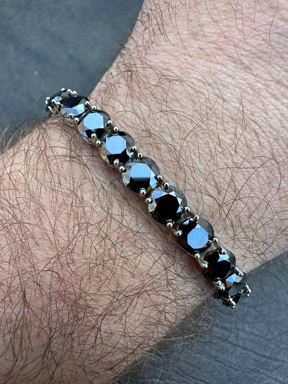 Real Black MOISSANITE Thick 7mm Tennis Bracelet 925 Silver Pass Diamond Tester 15 Real Black MOISSANITE Thick 7mm Tennis Bracelet 925 Silver Pass Diamond Tester - Image 13