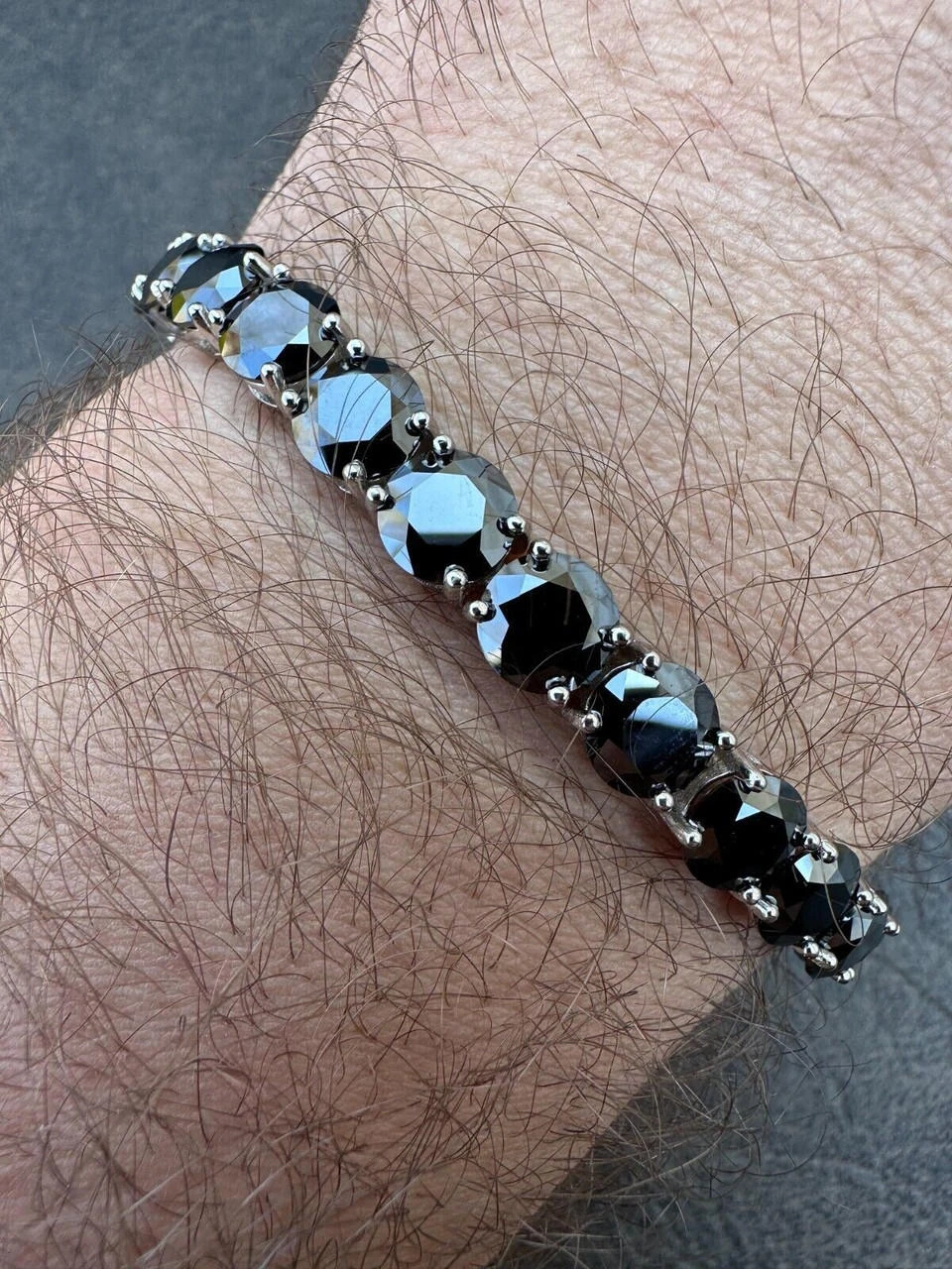 Real Black MOISSANITE Thick 7mm Tennis Bracelet 925 Silver Pass Diamond Tester 22 Real Black MOISSANITE Thick 7mm Tennis Bracelet 925 Silver Pass Diamond Tester - Image 20