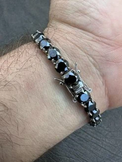 Real Black MOISSANITE Thick 7mm Tennis Bracelet 925 Silver Pass Diamond Tester 25 Real Black MOISSANITE Thick 7mm Tennis Bracelet 925 Silver Pass Diamond Tester -Harlem Bling Shop real black moissanite thick 7mm tennis bracelet 925 silver pass diamond tester 98823.1676052903