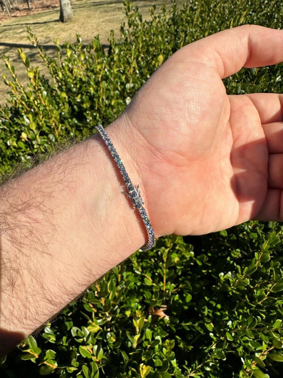 Real Iced Blue Gray MOISSANITE 3mm Tennis Bracelet 925 Silver Pass Diamond Test 12 Real Iced Blue Gray MOISSANITE 3mm Tennis Bracelet 925 Silver Pass Diamond Test - Image 10