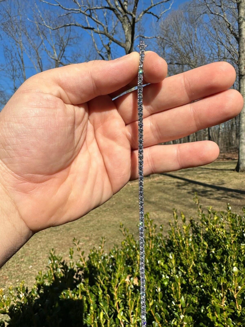 Real Iced Blue Gray MOISSANITE 3mm Tennis Bracelet 925 Silver Pass Diamond Test 19 Real Iced Blue Gray MOISSANITE 3mm Tennis Bracelet 925 Silver Pass Diamond Test - Image 17