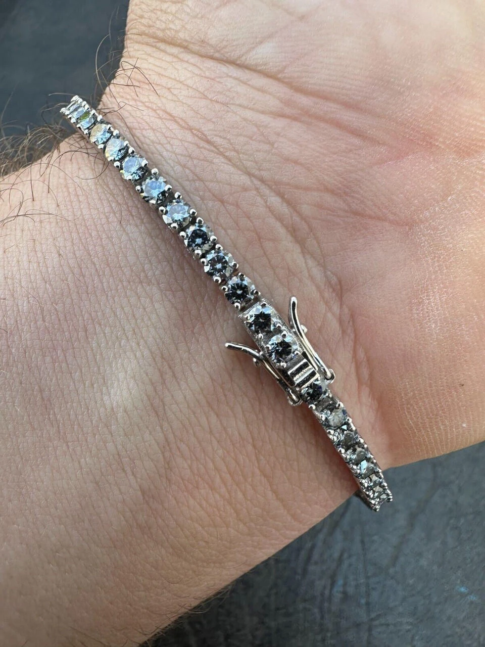 Real Iced Blue Gray MOISSANITE 3mm Tennis Bracelet 925 Silver Pass Diamond Test 17 Real Iced Blue Gray MOISSANITE 3mm Tennis Bracelet 925 Silver Pass Diamond Test - Image 15