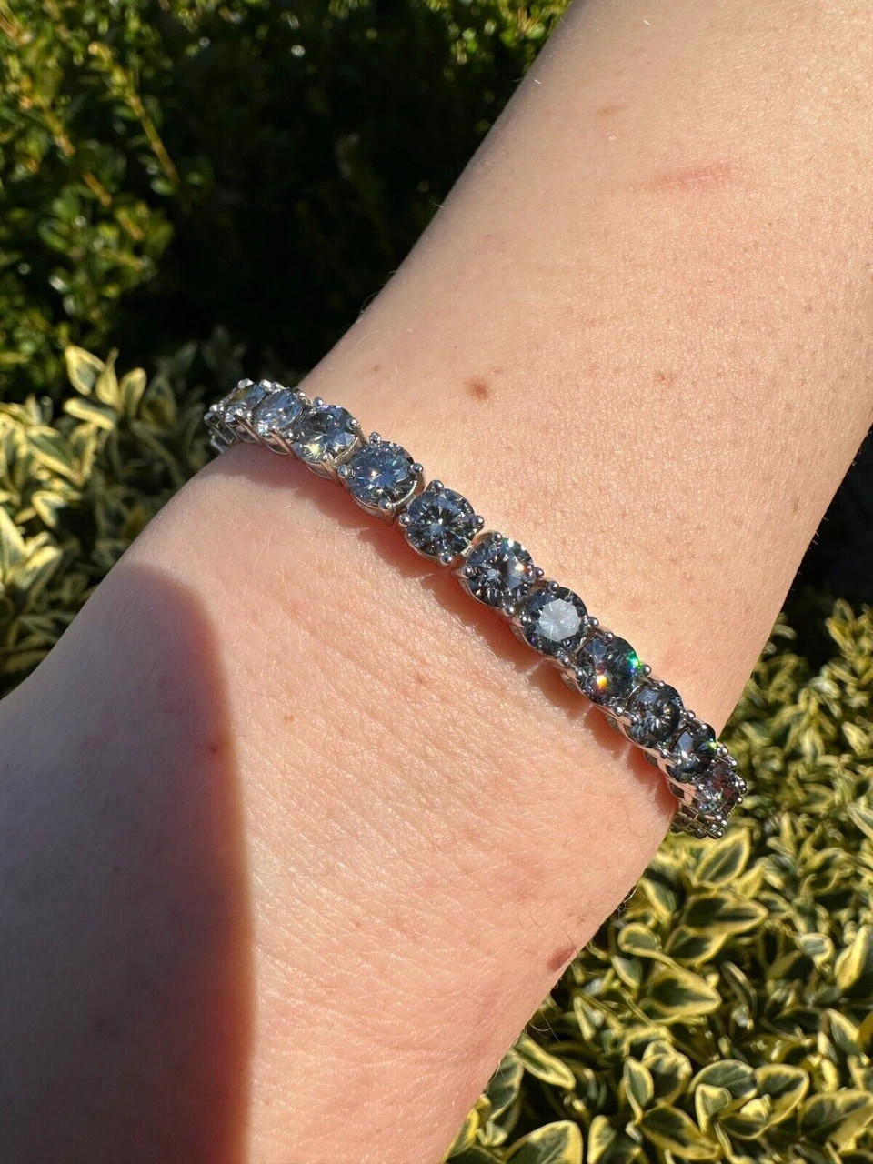 Real Iced Blue Gray MOISSANITE 5mm Tennis Bracelet 925 Silver Pass Diamond Test 22 Real Iced Blue Gray MOISSANITE 5mm Tennis Bracelet 925 Silver Pass Diamond Test - Image 20