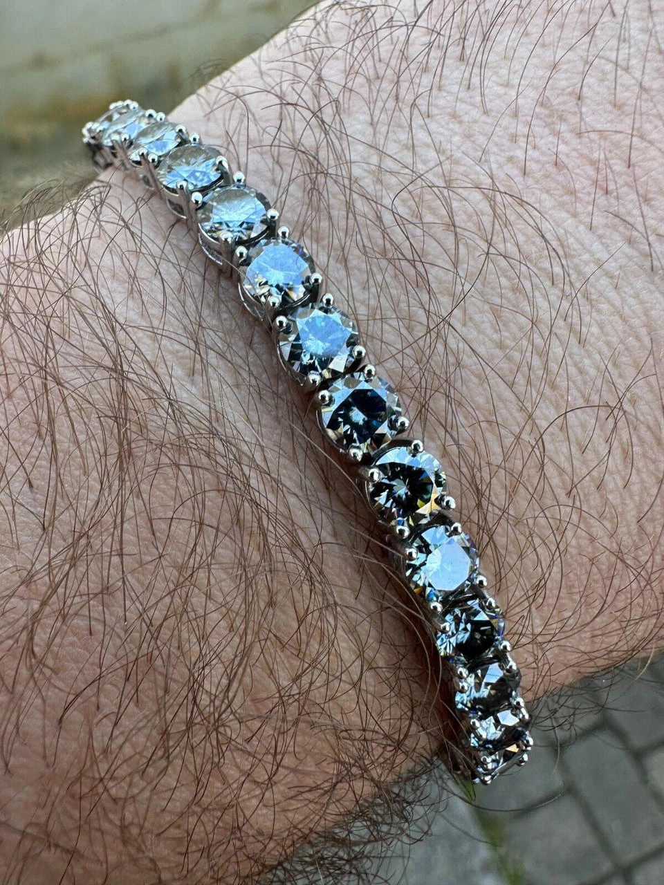 Real Iced Blue Gray MOISSANITE 5mm Tennis Bracelet 925 Silver Pass Diamond Test 15 Real Iced Blue Gray MOISSANITE 5mm Tennis Bracelet 925 Silver Pass Diamond Test - Image 13