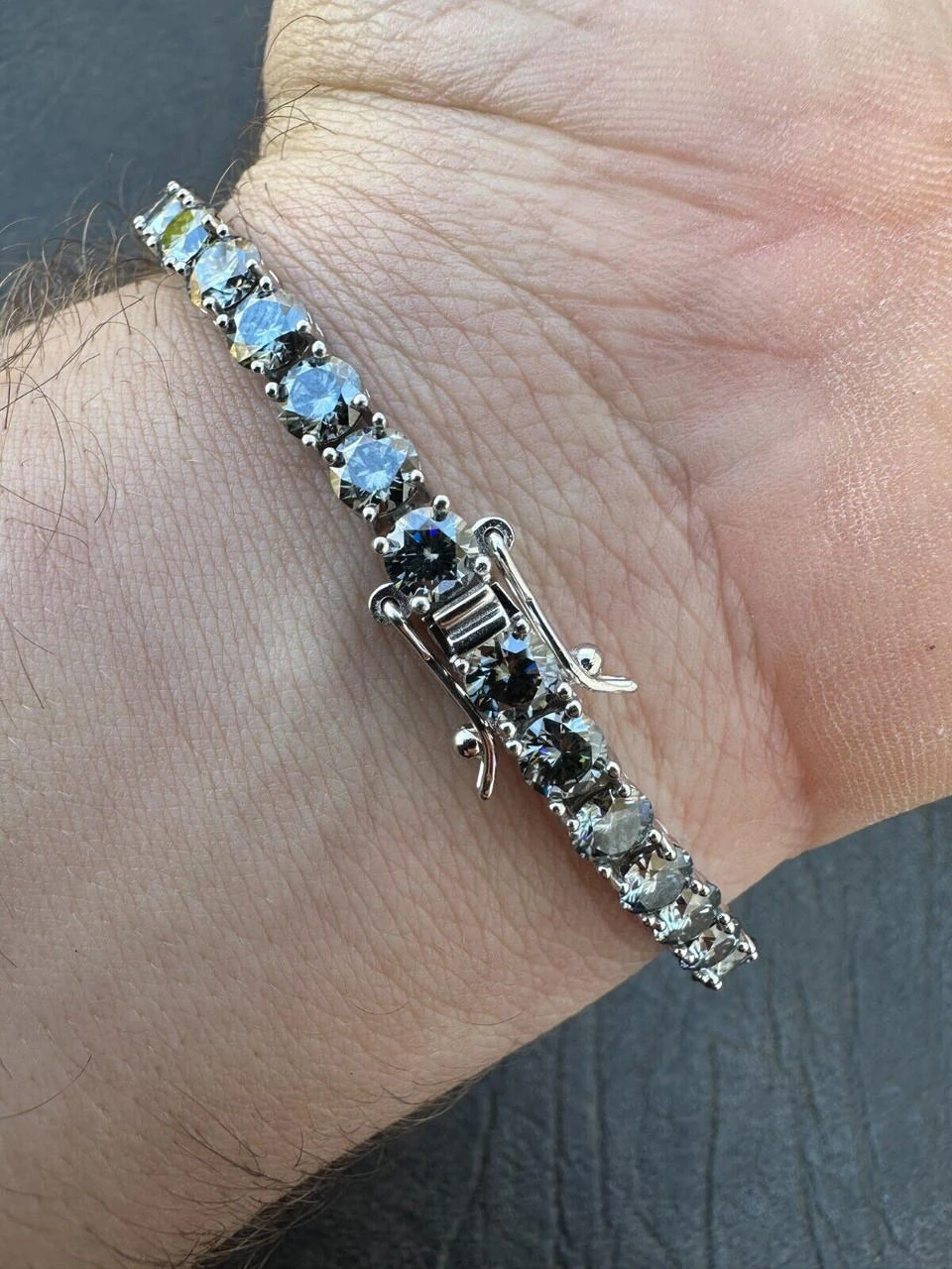 Real Iced Blue Gray MOISSANITE 5mm Tennis Bracelet 925 Silver Pass Diamond Test 11 Real Iced Blue Gray MOISSANITE 5mm Tennis Bracelet 925 Silver Pass Diamond Test - Image 9