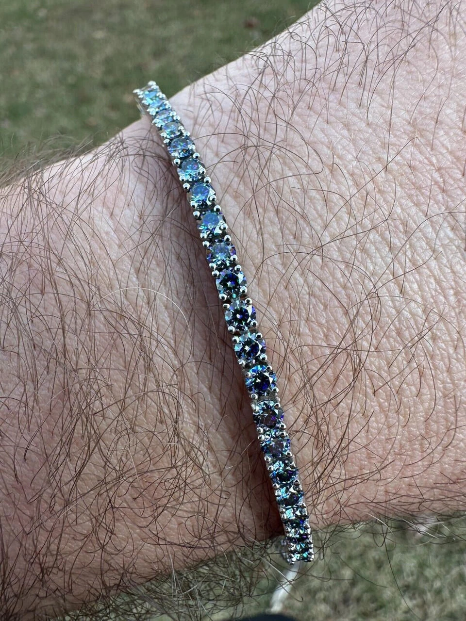 Real Iced Blue MOISSANITE 3mm Tennis Bracelet 925 Silver Pass Diamond Tester 5 Real Iced Blue MOISSANITE 3mm Tennis Bracelet 925 Silver Pass Diamond Tester - Image 3