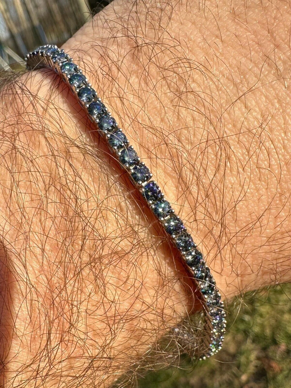 Real Iced Blue MOISSANITE 3mm Tennis Bracelet 925 Silver Pass Diamond Tester 4 Real Iced Blue MOISSANITE 3mm Tennis Bracelet 925 Silver Pass Diamond Tester - Image 2