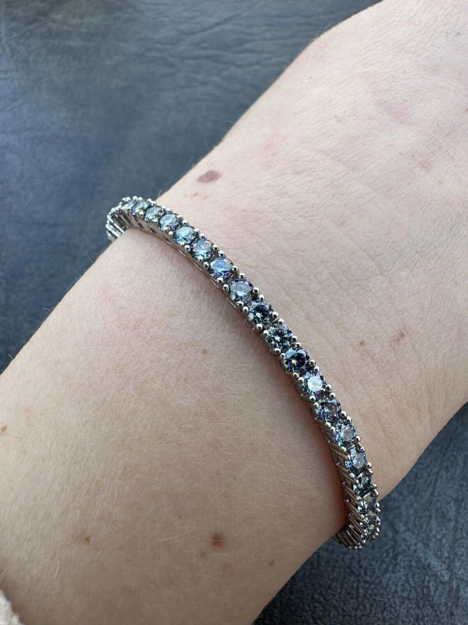 Real Iced Blue MOISSANITE 3mm Tennis Bracelet 925 Silver Pass Diamond Tester 8 Real Iced Blue MOISSANITE 3mm Tennis Bracelet 925 Silver Pass Diamond Tester - Image 6