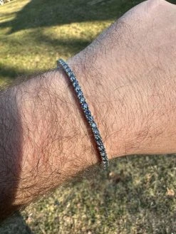 Real Iced Blue MOISSANITE 3mm Tennis Bracelet 925 Silver Pass Diamond Tester 29 Real Iced Blue MOISSANITE 3mm Tennis Bracelet 925 Silver Pass Diamond Tester -Harlem Bling Shop real iced blue moissanite 3mm tennis bracelet 925 silver pass diamond tester 33586.1676052900