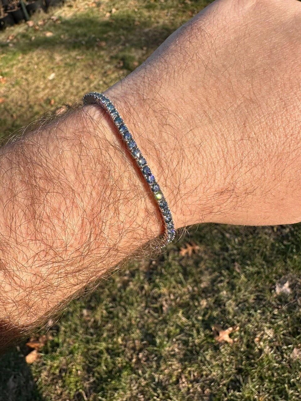 Real Iced Blue MOISSANITE 3mm Tennis Bracelet 925 Silver Pass Diamond Tester 12 Real Iced Blue MOISSANITE 3mm Tennis Bracelet 925 Silver Pass Diamond Tester - Image 10