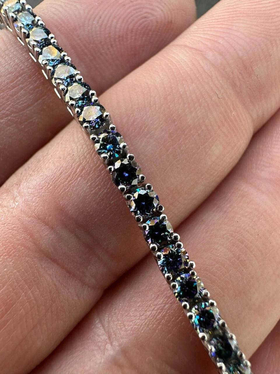 Real Iced Blue MOISSANITE 3mm Tennis Bracelet 925 Silver Pass Diamond Tester 21 Real Iced Blue MOISSANITE 3mm Tennis Bracelet 925 Silver Pass Diamond Tester - Image 19