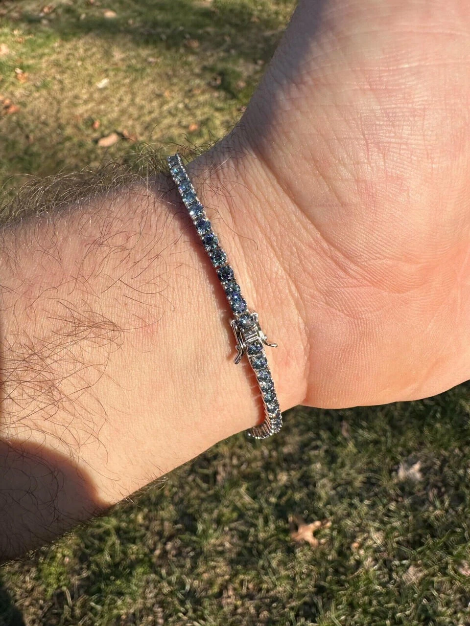 Real Iced Blue MOISSANITE 3mm Tennis Bracelet 925 Silver Pass Diamond Tester 13 Real Iced Blue MOISSANITE 3mm Tennis Bracelet 925 Silver Pass Diamond Tester - Image 11