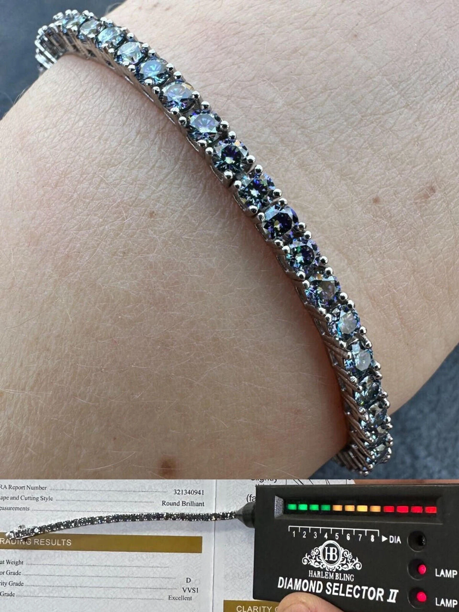 Real Iced Blue MOISSANITE 3mm Tennis Bracelet 925 Silver Pass Diamond Tester 3 Real Iced Blue MOISSANITE 3mm Tennis Bracelet 925 Silver Pass Diamond Tester