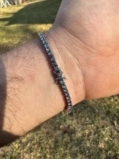 Real Iced Blue MOISSANITE 3mm Tennis Bracelet 925 Silver Pass Diamond Tester 30 Real Iced Blue MOISSANITE 3mm Tennis Bracelet 925 Silver Pass Diamond Tester -Harlem Bling Shop real iced blue moissanite 3mm tennis bracelet 925 silver pass diamond tester 84458.1676052838