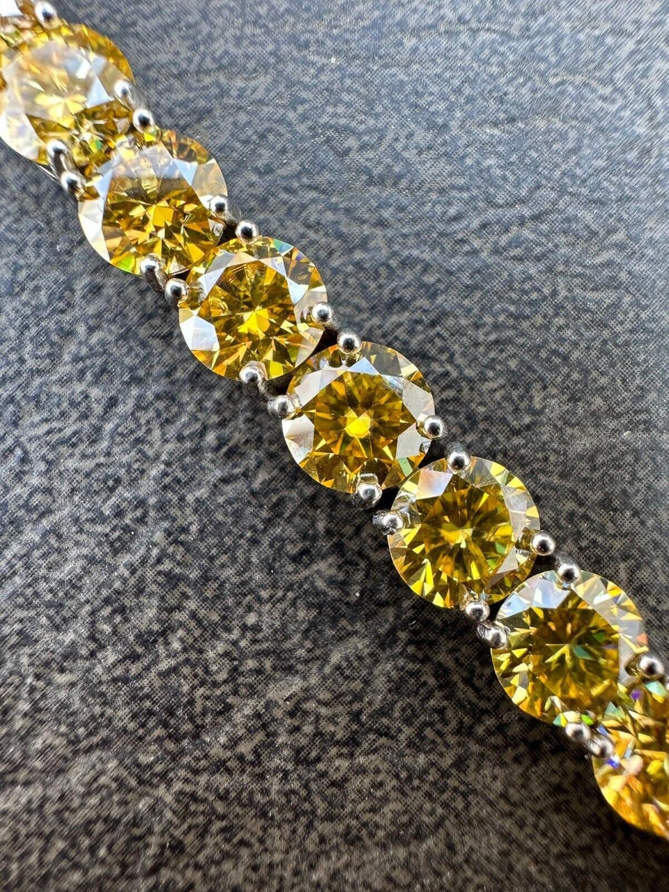 Real Iced Canary Yellow MOISSANITE 7mm Tennis Bracelet 925 Silver Diamond Tester 6 Real Iced Canary Yellow MOISSANITE 7mm Tennis Bracelet 925 Silver Diamond Tester - Image 4