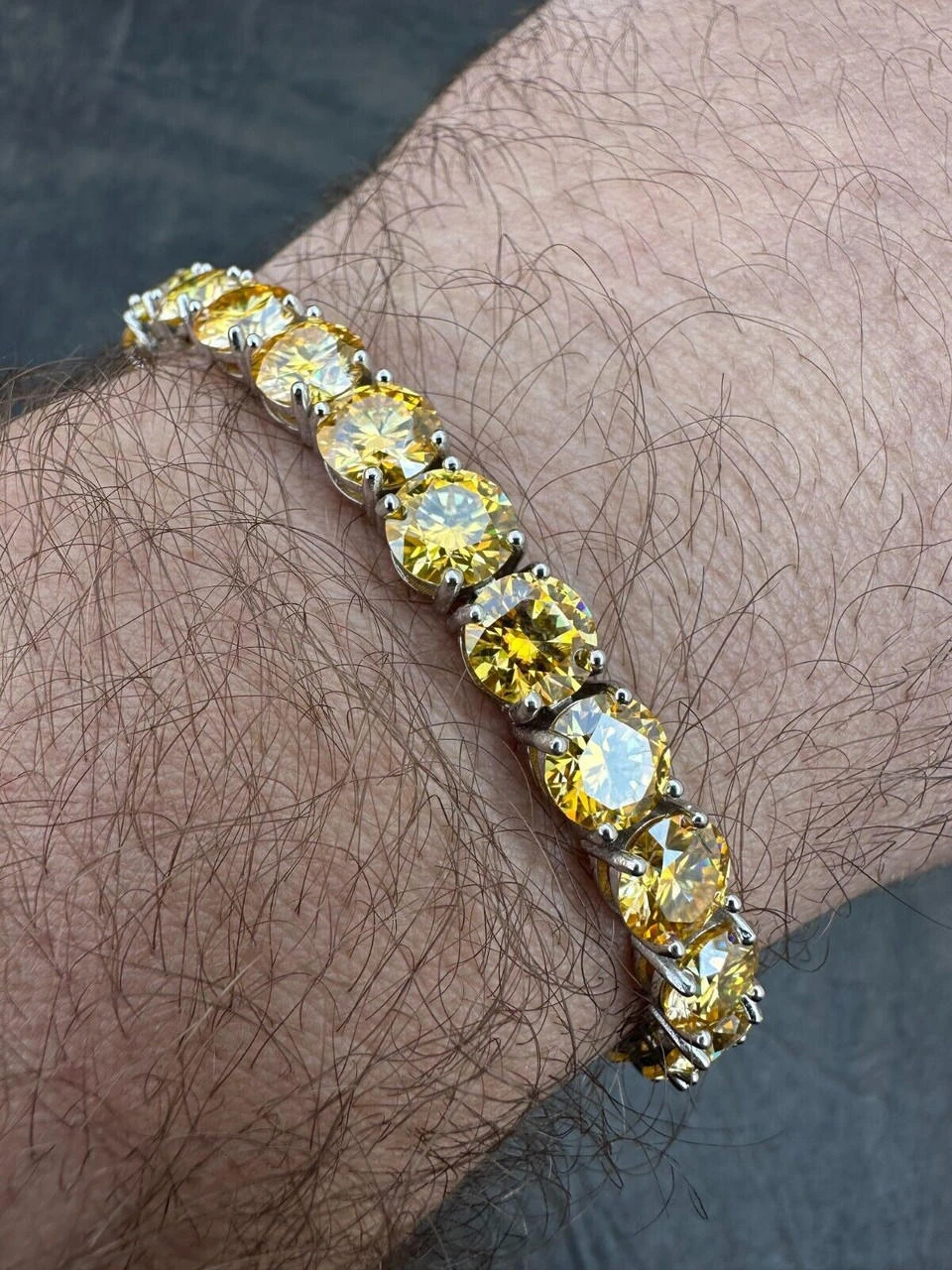Real Iced Canary Yellow MOISSANITE 7mm Tennis Bracelet 925 Silver Diamond Tester 21 Real Iced Canary Yellow MOISSANITE 7mm Tennis Bracelet 925 Silver Diamond Tester - Image 19