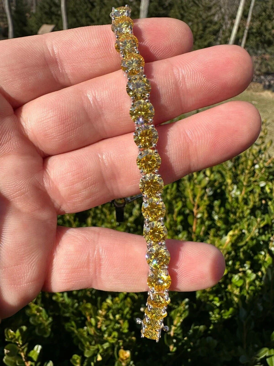 Real Iced Canary Yellow MOISSANITE 7mm Tennis Bracelet 925 Silver Diamond Tester 22 Real Iced Canary Yellow MOISSANITE 7mm Tennis Bracelet 925 Silver Diamond Tester - Image 20