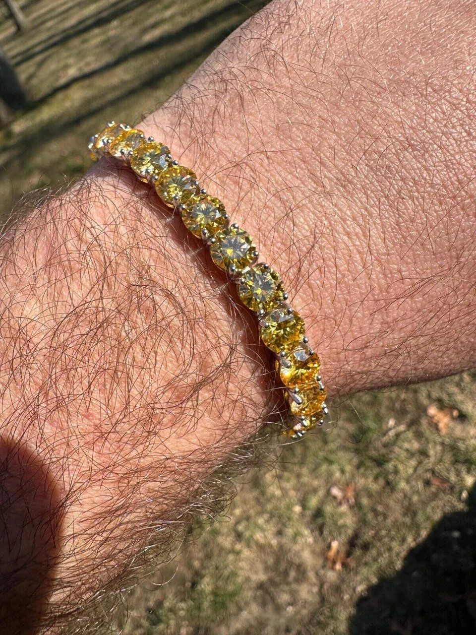 Real Iced Canary Yellow MOISSANITE 7mm Tennis Bracelet 925 Silver Diamond Tester 15 Real Iced Canary Yellow MOISSANITE 7mm Tennis Bracelet 925 Silver Diamond Tester - Image 13