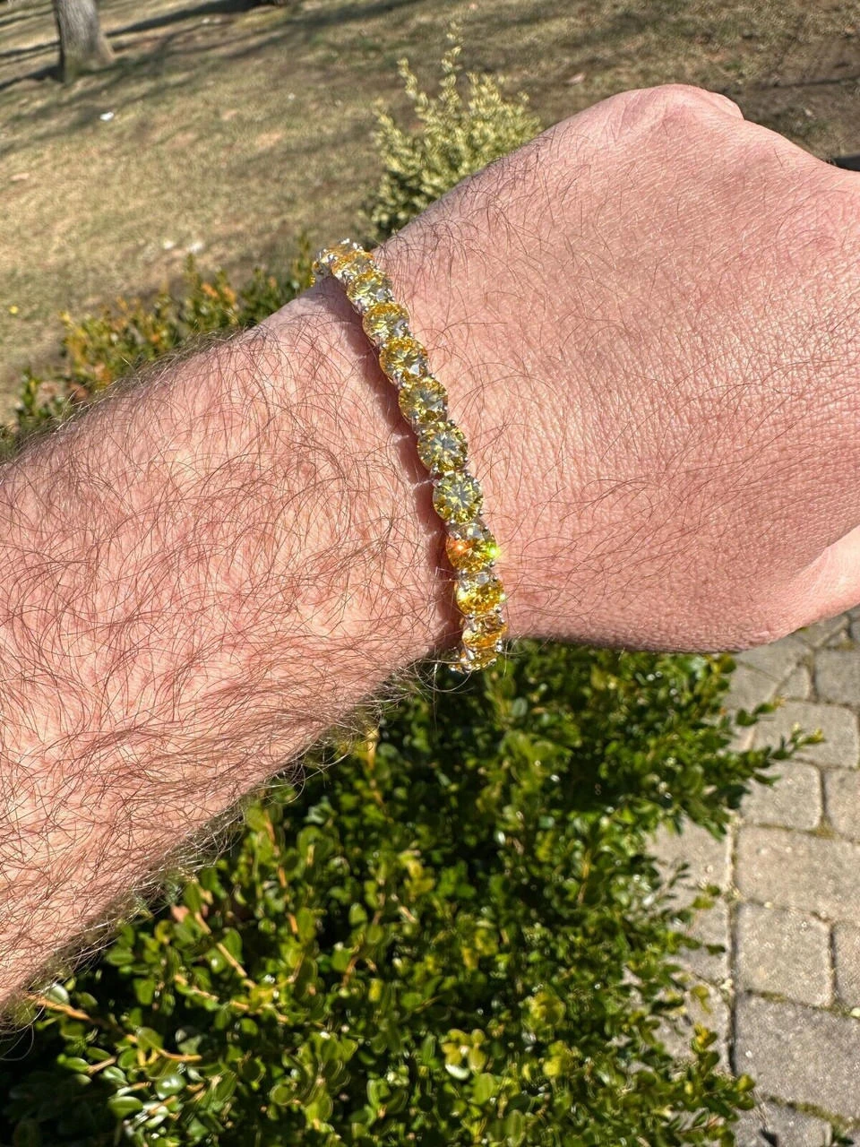 Real Iced Canary Yellow MOISSANITE 7mm Tennis Bracelet 925 Silver Diamond Tester 11 Real Iced Canary Yellow MOISSANITE 7mm Tennis Bracelet 925 Silver Diamond Tester - Image 9