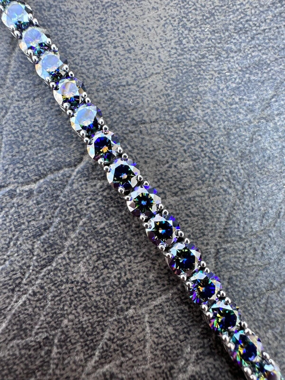 Real Iced Dark Blue MOISSANITE 5mm Tennis Bracelet 925 Silver Pass Diamond Test 7 Real Iced Dark Blue MOISSANITE 5mm Tennis Bracelet 925 Silver Pass Diamond Test - Image 5