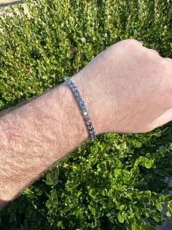 Real Iced Dark Blue MOISSANITE 5mm Tennis Bracelet 925 Silver Pass Diamond Test 25 Real Iced Dark Blue MOISSANITE 5mm Tennis Bracelet 925 Silver Pass Diamond Test -Harlem Bling Shop real iced dark blue moissanite 5mm tennis bracelet 925 silver pass diamond test 12160.1675966438