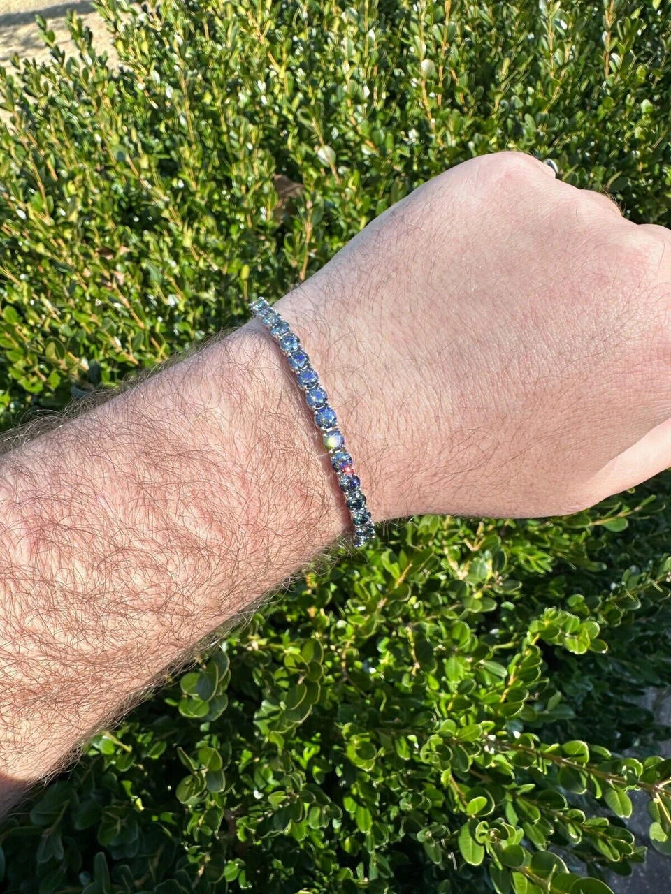 Real Iced Dark Blue MOISSANITE 5mm Tennis Bracelet 925 Silver Pass Diamond Test 6 Real Iced Dark Blue MOISSANITE 5mm Tennis Bracelet 925 Silver Pass Diamond Test - Image 4