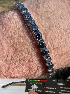 Real Iced Dark Blue MOISSANITE 5mm Tennis Bracelet 925 Silver Pass Diamond Test