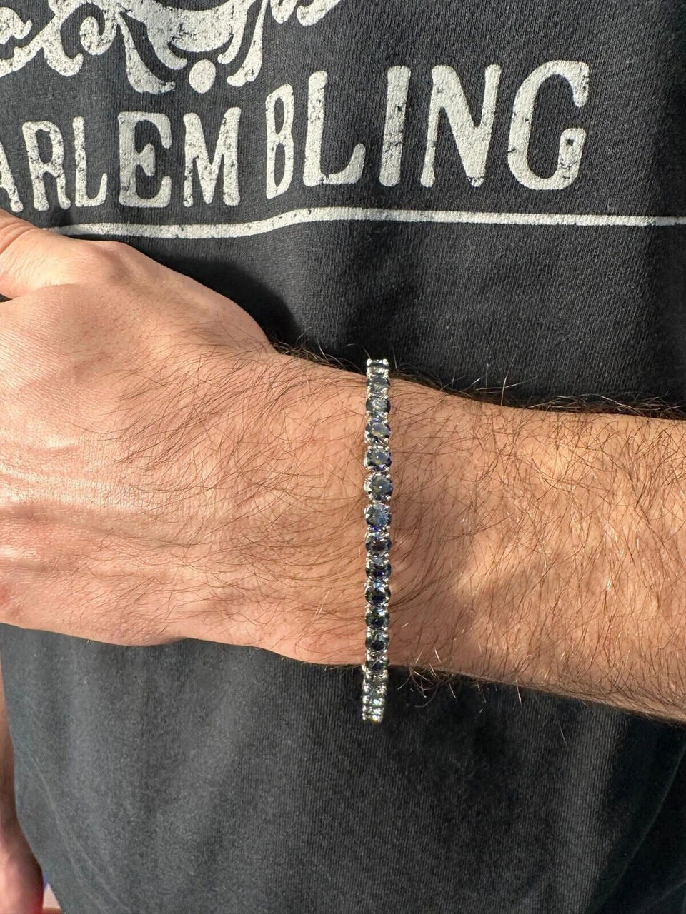 Real Iced Dark Blue MOISSANITE 5mm Tennis Bracelet 925 Silver Pass Diamond Test 22 Real Iced Dark Blue MOISSANITE 5mm Tennis Bracelet 925 Silver Pass Diamond Test - Image 20