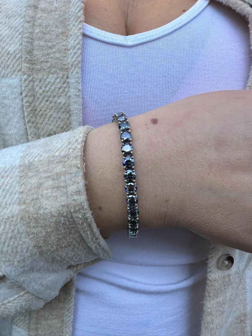 Real Iced Dark Blue MOISSANITE 5mm Tennis Bracelet 925 Silver Pass Diamond Test 5 Real Iced Dark Blue MOISSANITE 5mm Tennis Bracelet 925 Silver Pass Diamond Test - Image 3