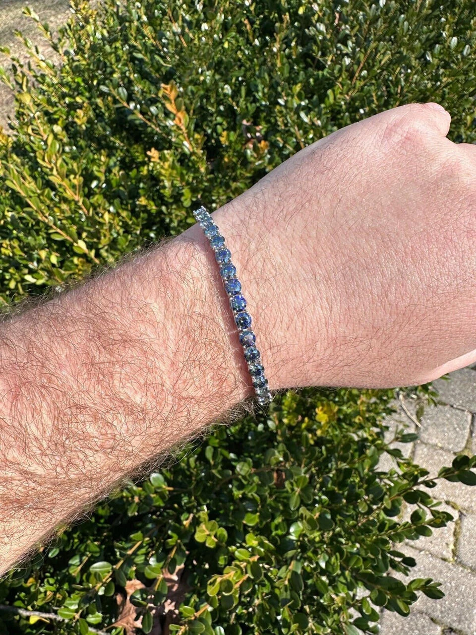 Real Iced Dark Blue MOISSANITE 5mm Tennis Bracelet 925 Silver Pass Diamond Test 17 Real Iced Dark Blue MOISSANITE 5mm Tennis Bracelet 925 Silver Pass Diamond Test - Image 15