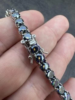 Real Iced Dark Blue MOISSANITE 5mm Tennis Bracelet 925 Silver Pass Diamond Test 40 Real Iced Dark Blue MOISSANITE 5mm Tennis Bracelet 925 Silver Pass Diamond Test -Harlem Bling Shop real iced dark blue moissanite 5mm tennis bracelet 925 silver pass diamond test 98296.1675966486