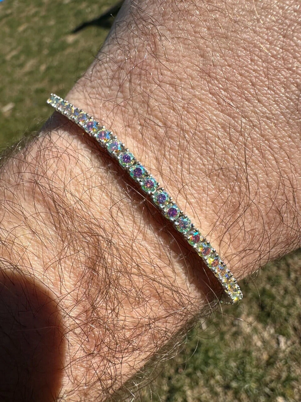 Real Iced Opal Rainbow MOISSANITE 3mm Tennis Bracelet 925 Silver Diamond Tester 16 Real Iced Opal Rainbow MOISSANITE 3mm Tennis Bracelet 925 Silver Diamond Tester - Image 14