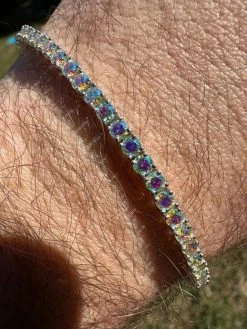 Real Iced Opal Rainbow MOISSANITE 3mm Tennis Bracelet 925 Silver Diamond Tester 23 Real Iced Opal Rainbow MOISSANITE 3mm Tennis Bracelet 925 Silver Diamond Tester -Harlem Bling Shop real iced opal rainbow moissanite 3mm tennis bracelet 925 silver diamond tester 26417.1679340007