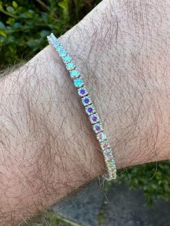 Real Iced Opal Rainbow MOISSANITE 3mm Tennis Bracelet 925 Silver Diamond Tester 41 Real Iced Opal Rainbow MOISSANITE 3mm Tennis Bracelet 925 Silver Diamond Tester -Harlem Bling Shop real iced opal rainbow moissanite 3mm tennis bracelet 925 silver diamond tester 28343.1679340100