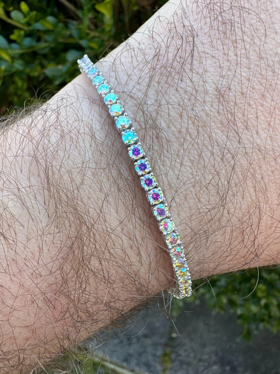 Real Iced Opal Rainbow MOISSANITE 3mm Tennis Bracelet 925 Silver Diamond Tester 22 Real Iced Opal Rainbow MOISSANITE 3mm Tennis Bracelet 925 Silver Diamond Tester - Image 20