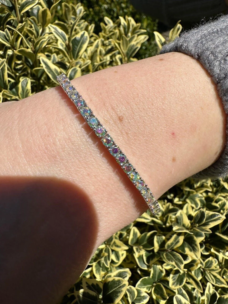 Real Iced Opal Rainbow MOISSANITE 3mm Tennis Bracelet 925 Silver Diamond Tester 10 Real Iced Opal Rainbow MOISSANITE 3mm Tennis Bracelet 925 Silver Diamond Tester - Image 8