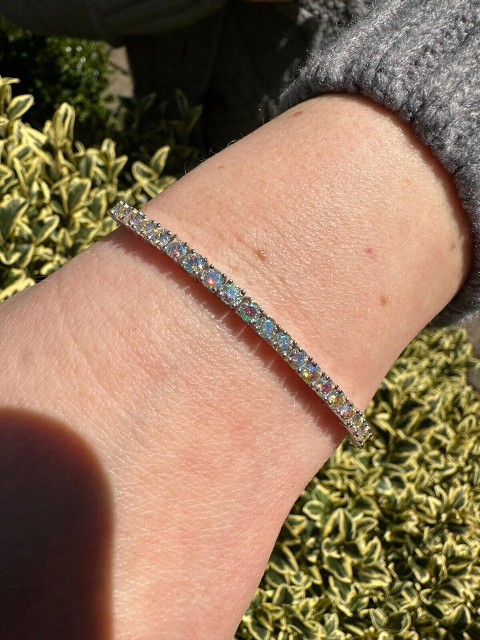Real Iced Opal Rainbow MOISSANITE 3mm Tennis Bracelet 925 Silver Diamond Tester 11 Real Iced Opal Rainbow MOISSANITE 3mm Tennis Bracelet 925 Silver Diamond Tester - Image 9