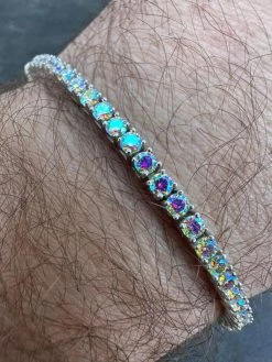 Real Iced Opal Rainbow MOISSANITE 3mm Tennis Bracelet 925 Silver Diamond Tester 24 Real Iced Opal Rainbow MOISSANITE 3mm Tennis Bracelet 925 Silver Diamond Tester -Harlem Bling Shop real iced opal rainbow moissanite 3mm tennis bracelet 925 silver diamond tester 40778.1679340124