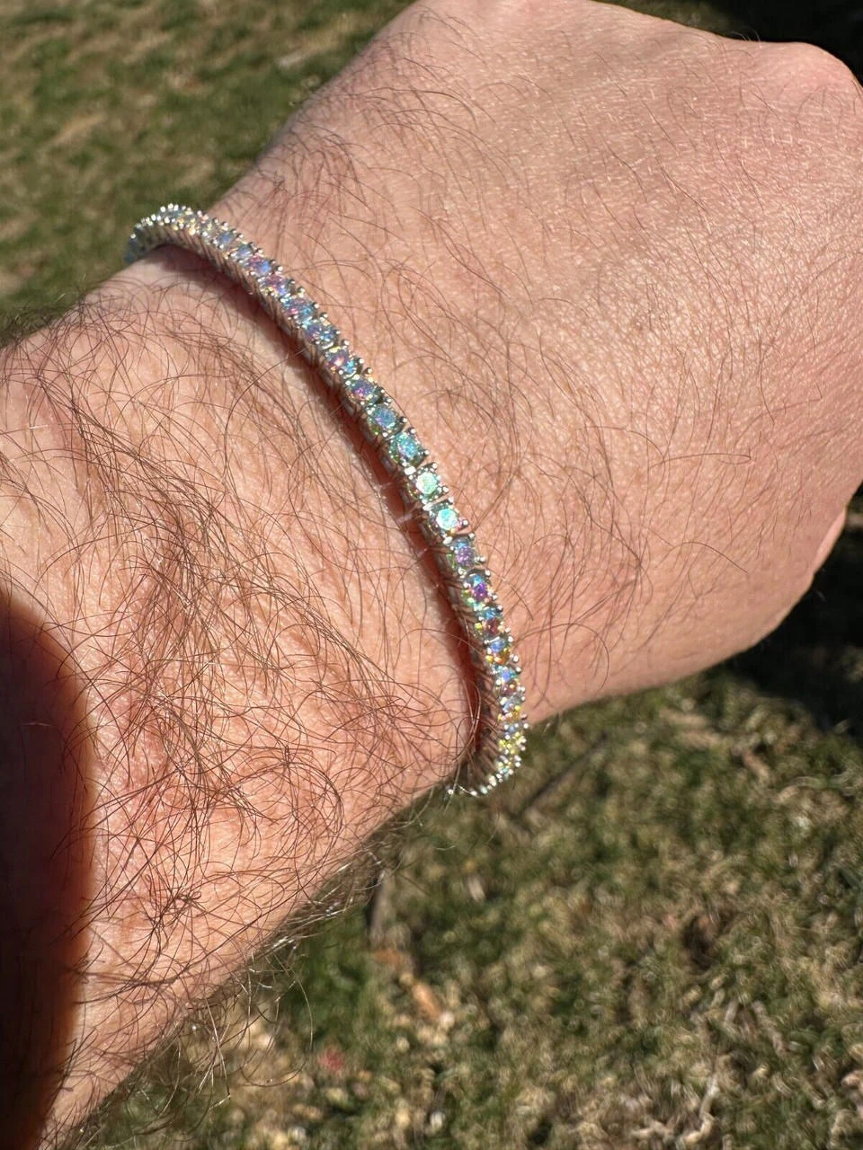 Real Iced Opal Rainbow MOISSANITE 3mm Tennis Bracelet 925 Silver Diamond Tester 20 Real Iced Opal Rainbow MOISSANITE 3mm Tennis Bracelet 925 Silver Diamond Tester - Image 18