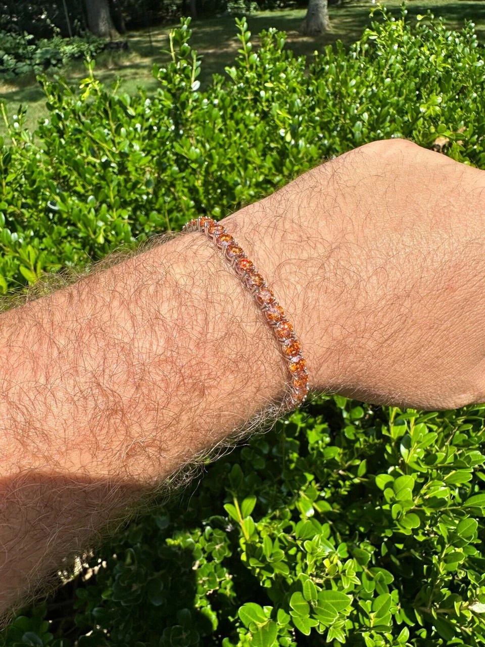 Real Iced Orange MOISSANITE 5mm Tennis Bracelet 925 Silver Pass Diamond Test 17 Real Iced Orange MOISSANITE 5mm Tennis Bracelet 925 Silver Pass Diamond Test - Image 15
